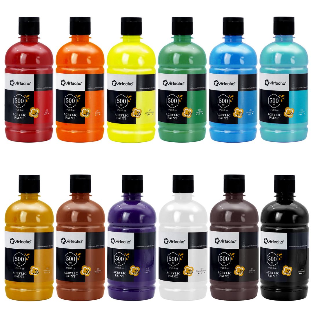 Artecho Acrylic Paint 12 colors - 500ml - Lifespace