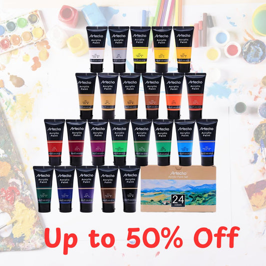 Artecho Acrylic Paint Set 24 Colours 2.02oz/ 60ml Tube Paint Set - Lifespace