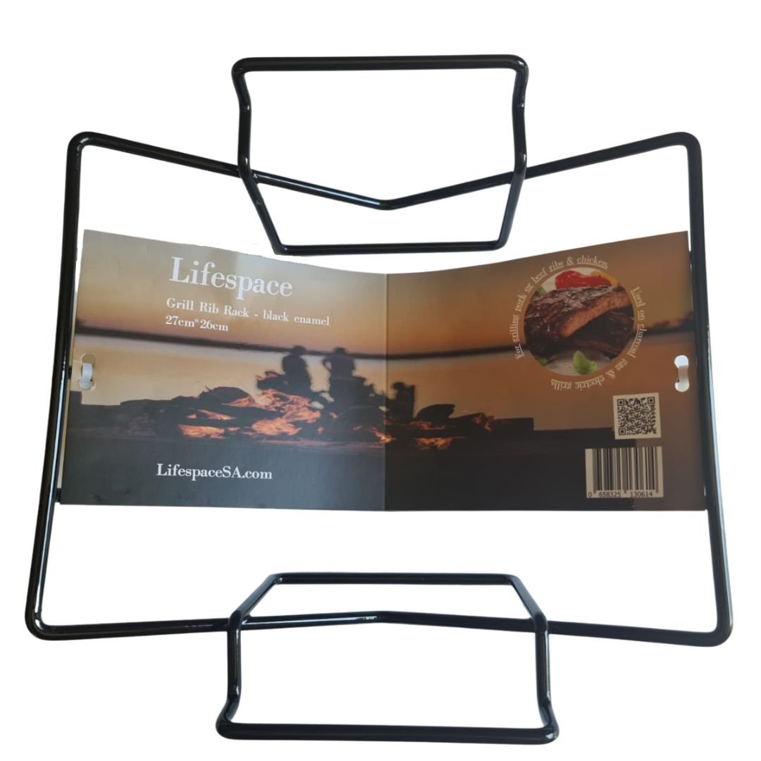 Lifespace 2 in 1 Rib Roast Rack - Black Porcelain Enamel - 3 Pack - Lifespace