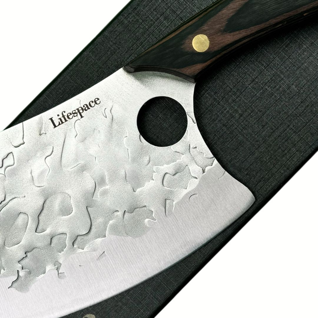 Lifespace 7" Peach Hammered Braai Cleaver with Hole - Lifespace