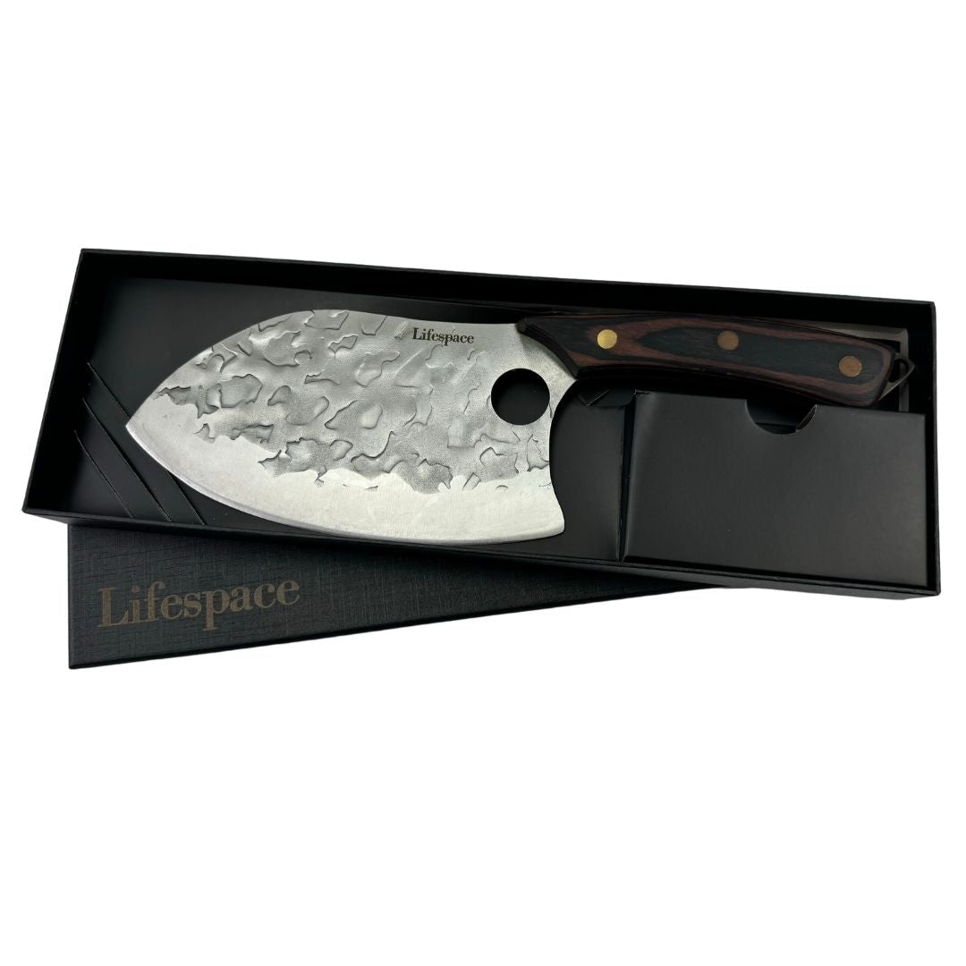 Lifespace 7" Peach Hammered Braai Cleaver with Hole - Lifespace