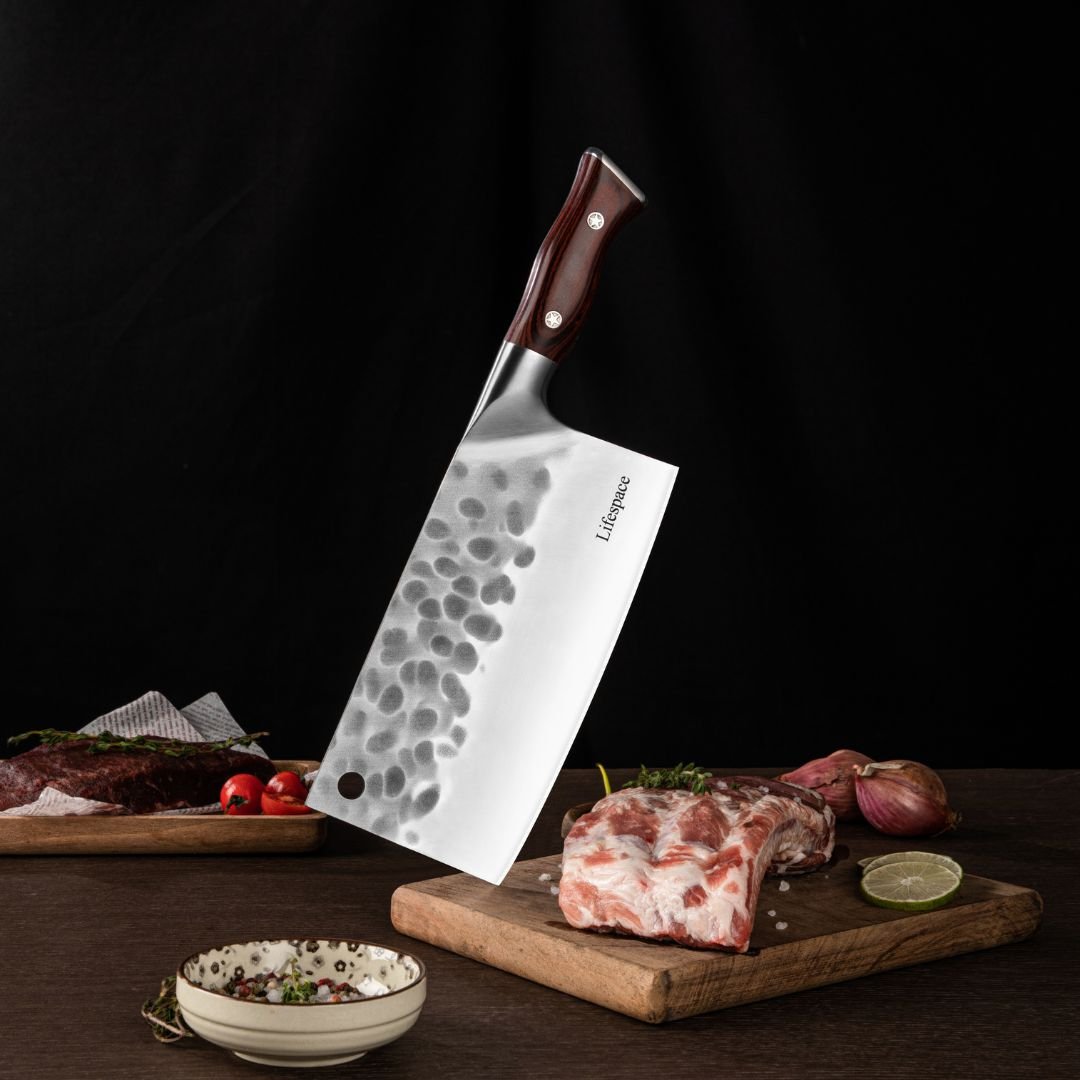 Lifespace 7.8" Blade Square Meat Cleaver with Hole & Pakkawood Handle - Lifespace