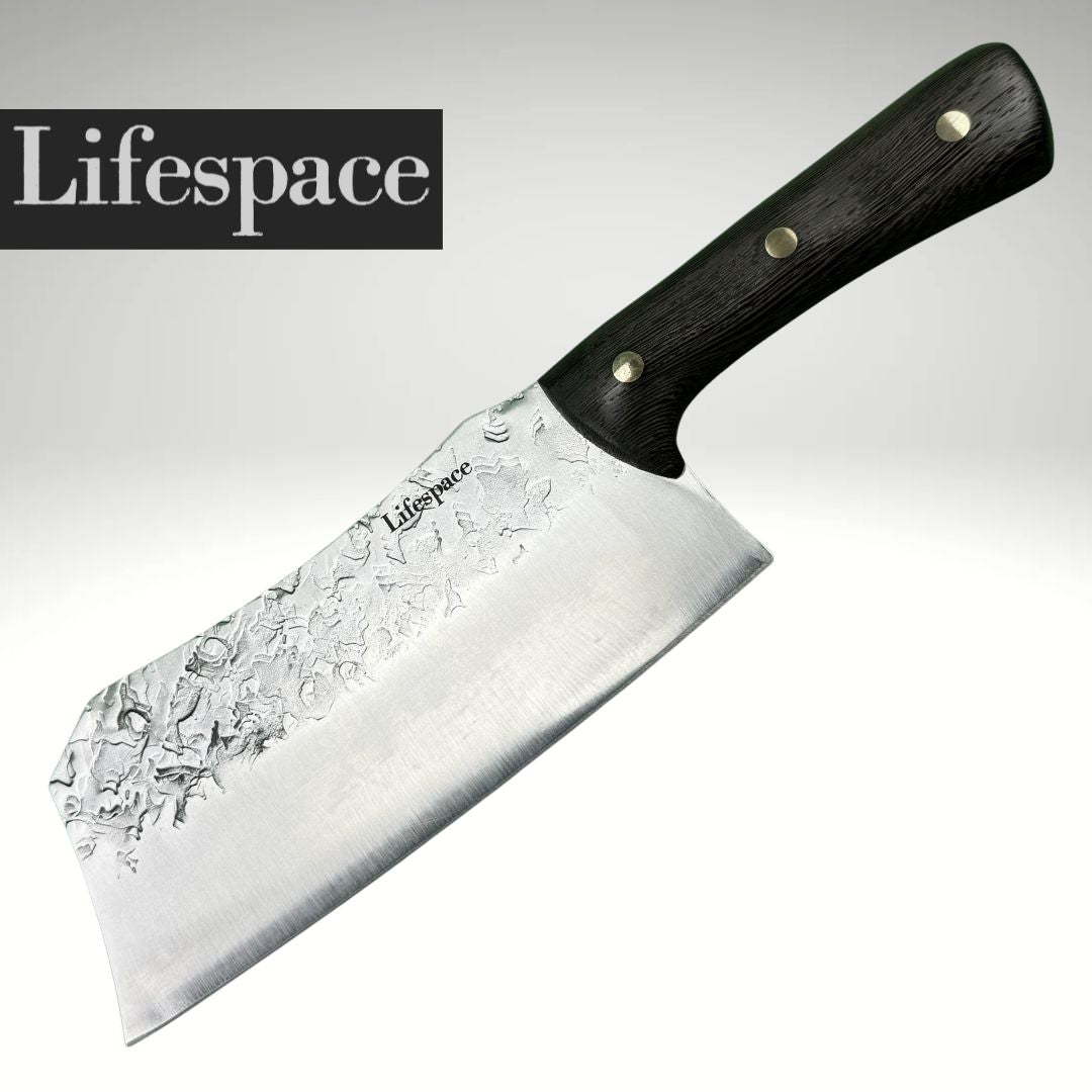 Lifespace 8" Chef Chopping Cleaver with 3 Rivets & Wood Handle - Lifespace