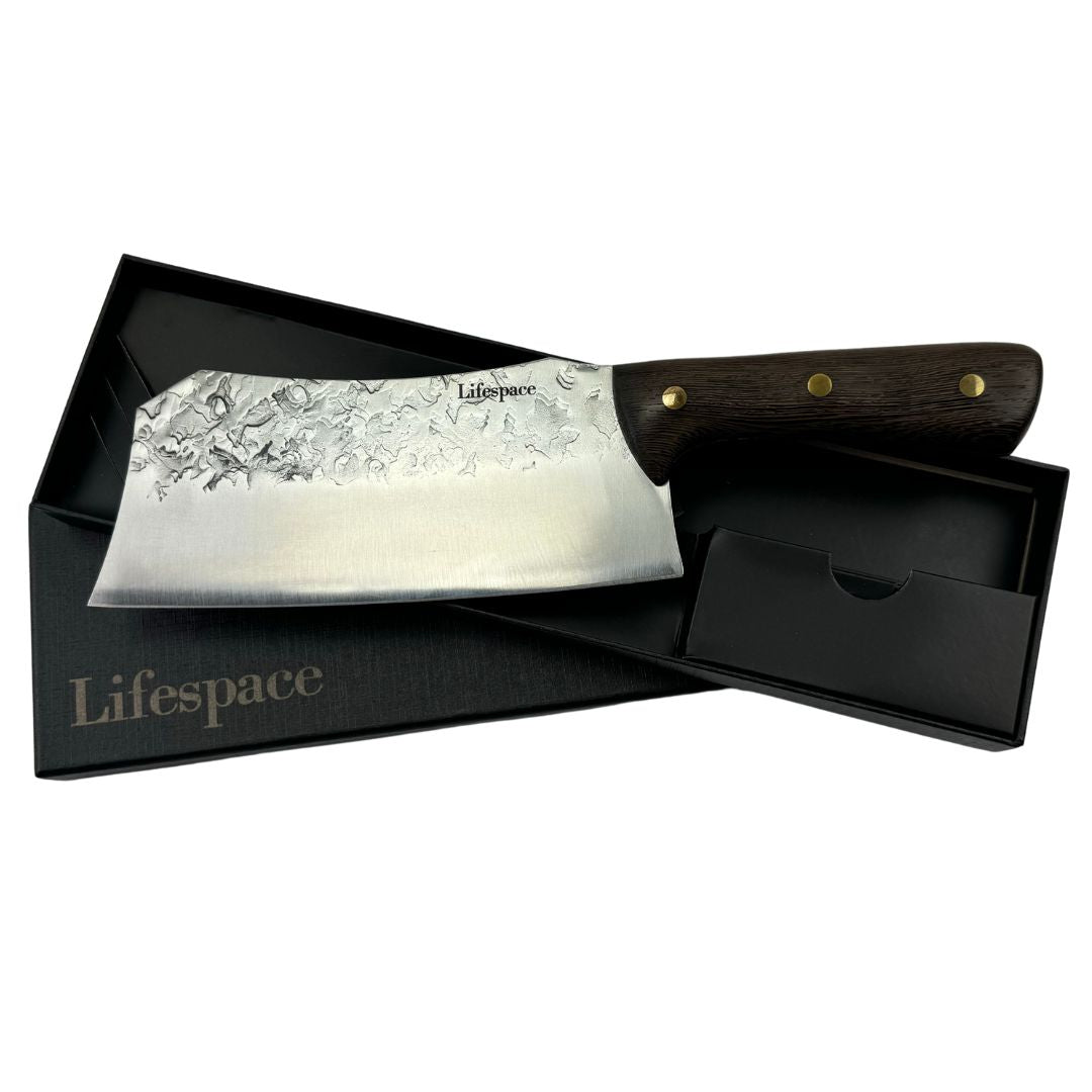 Lifespace 8" Chef Chopping Cleaver with 3 Rivets & Wood Handle - Lifespace