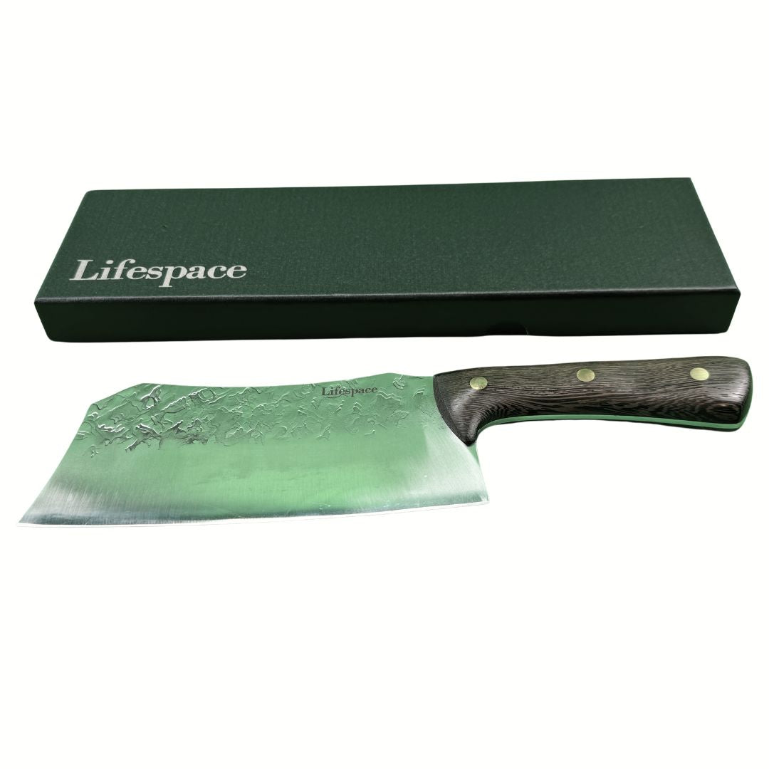 Lifespace 8" Chef Chopping Cleaver with 3 Rivets & Wood Handle - Lifespace