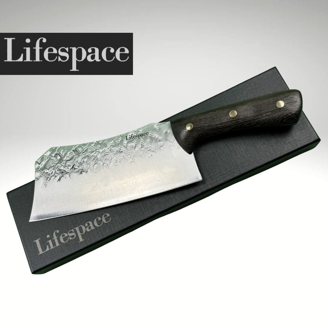 Lifespace 8" Chef Chopping Cleaver with 3 Rivets & Wood Handle - Lifespace