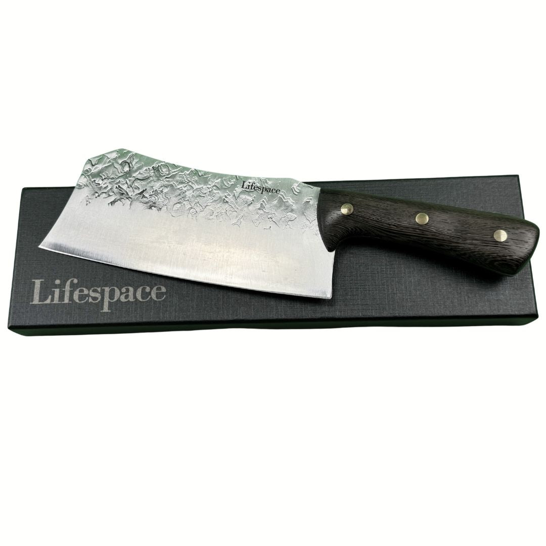 Lifespace 8" Chef Chopping Cleaver with 3 Rivets & Wood Handle - Lifespace