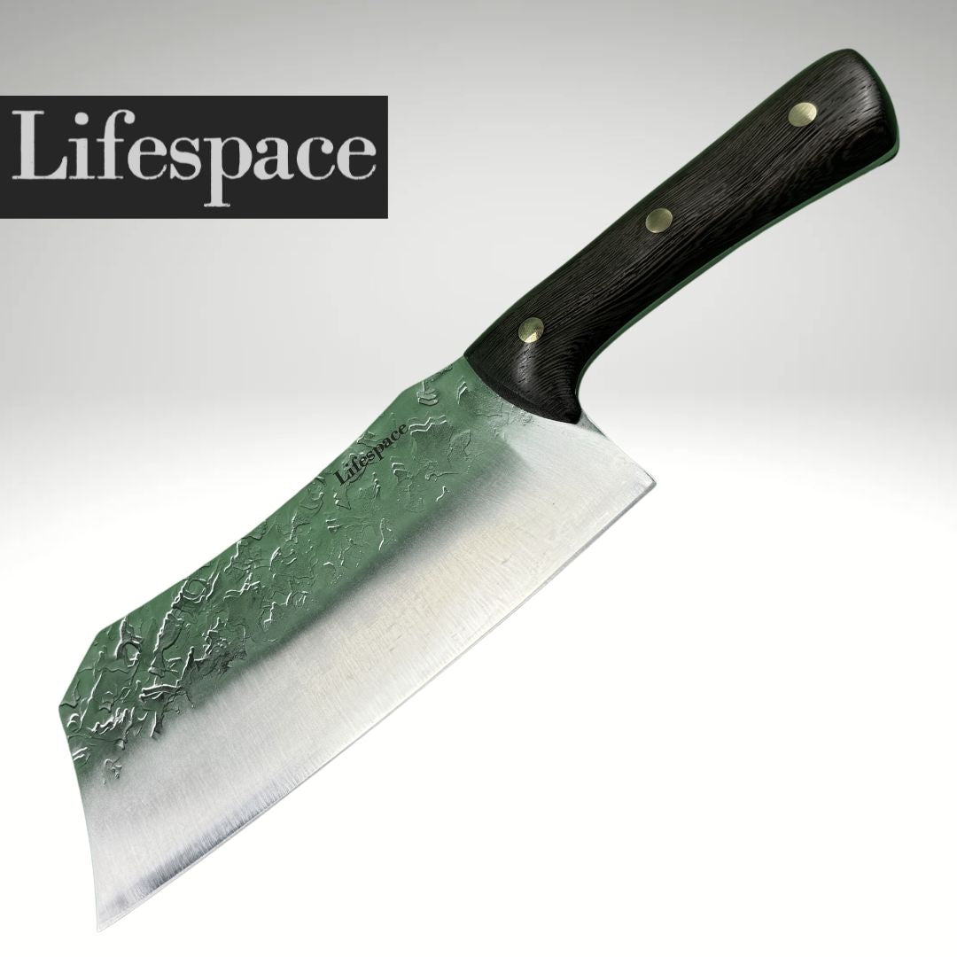 Lifespace 8" Chef Chopping Cleaver with 3 Rivets & Wood Handle - Lifespace