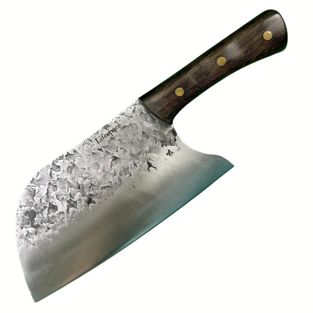 Lifespace 8" Hammered Cleaver with Curved Blade - Lifespace