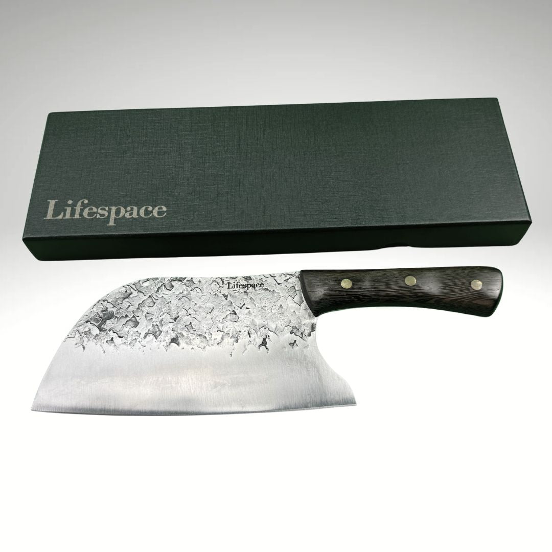 Lifespace 8" Hammered Cleaver with Curved Blade - Lifespace