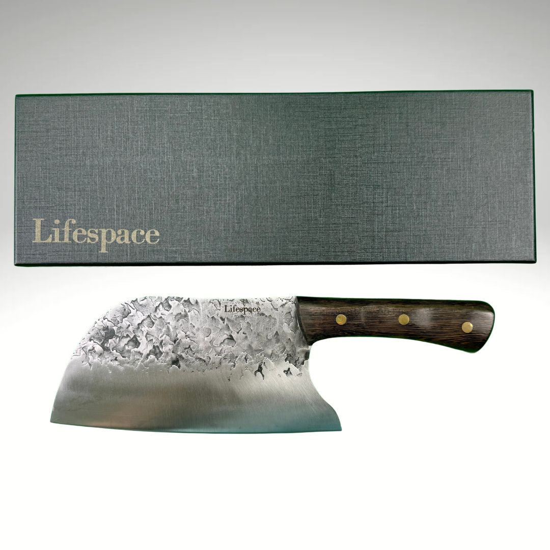 Lifespace 8" Hammered Cleaver with Curved Blade - Lifespace