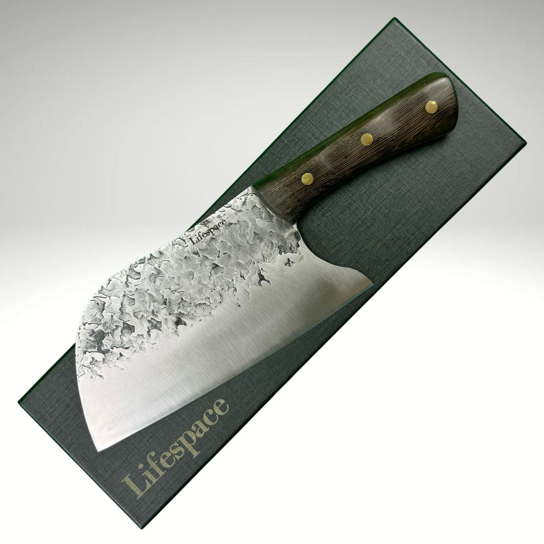 Lifespace 8" Hammered Cleaver with Curved Blade - Lifespace