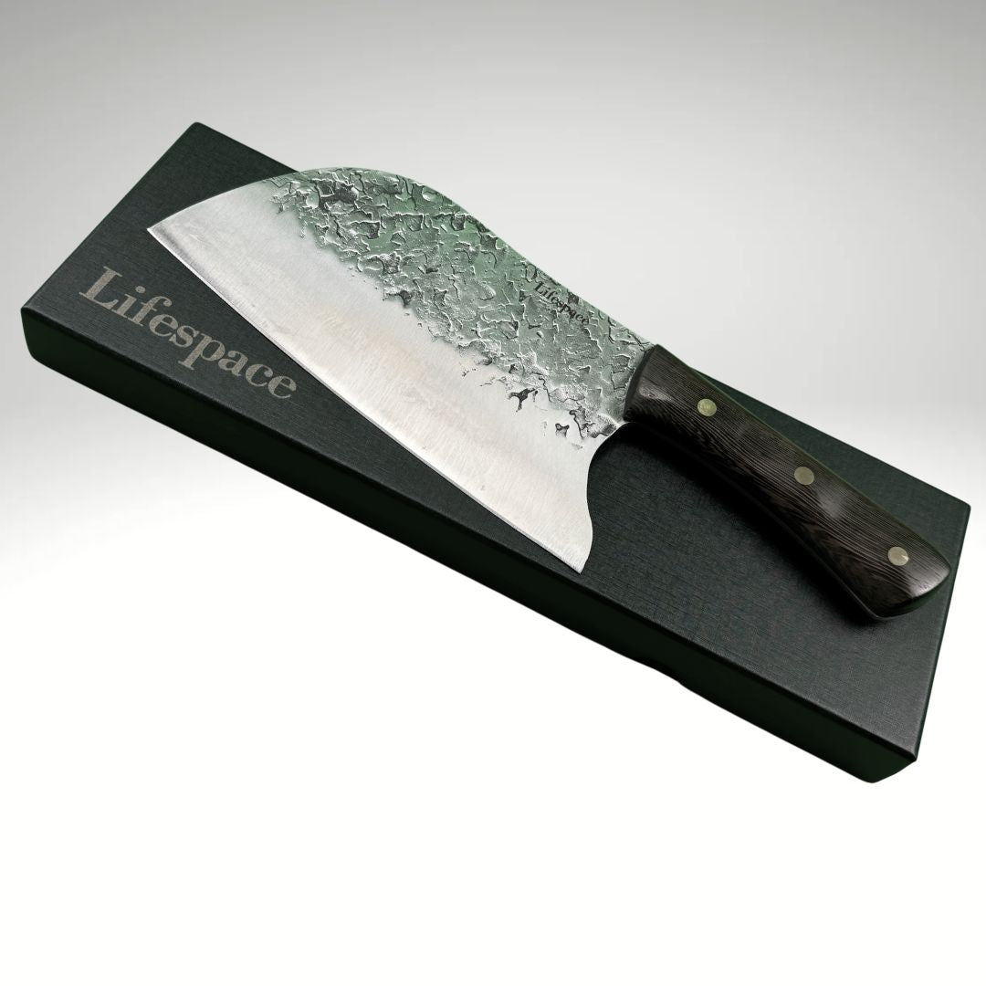 Lifespace 8" Hammered Cleaver with Curved Blade - Lifespace