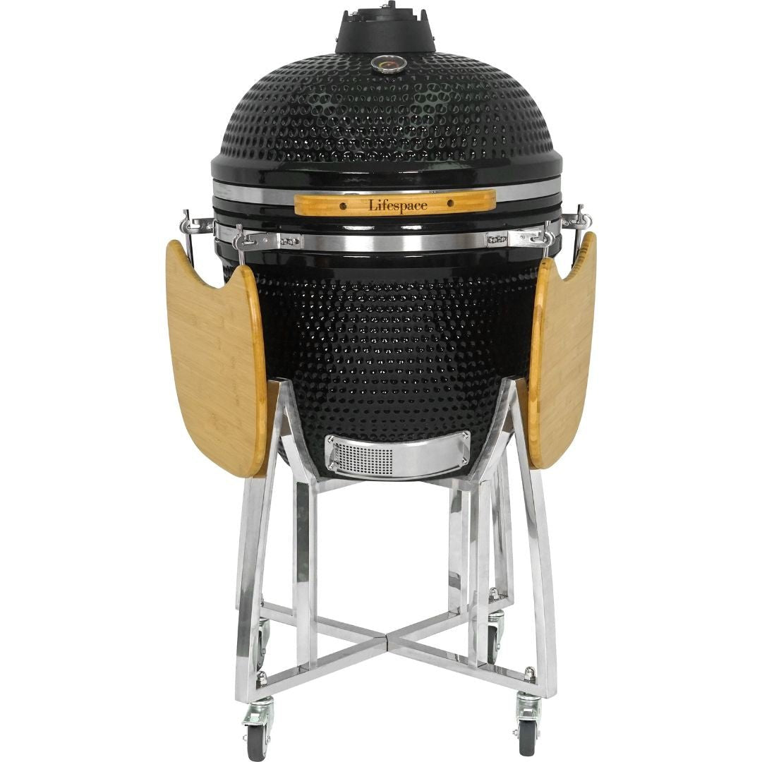 Lifespace Black Enamel 60cm Kamado Charcoal Braai & Smoker - Lifespace