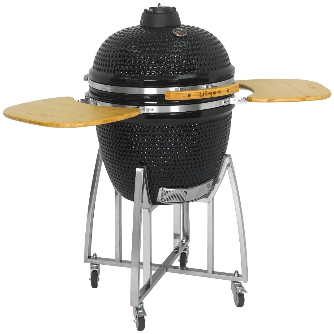 Lifespace Black Enamel 60cm Kamado Charcoal Braai & Smoker - Lifespace