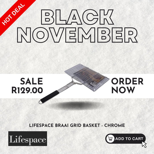 Lifespace Braai Grid Basket - Chrome - Lifespace