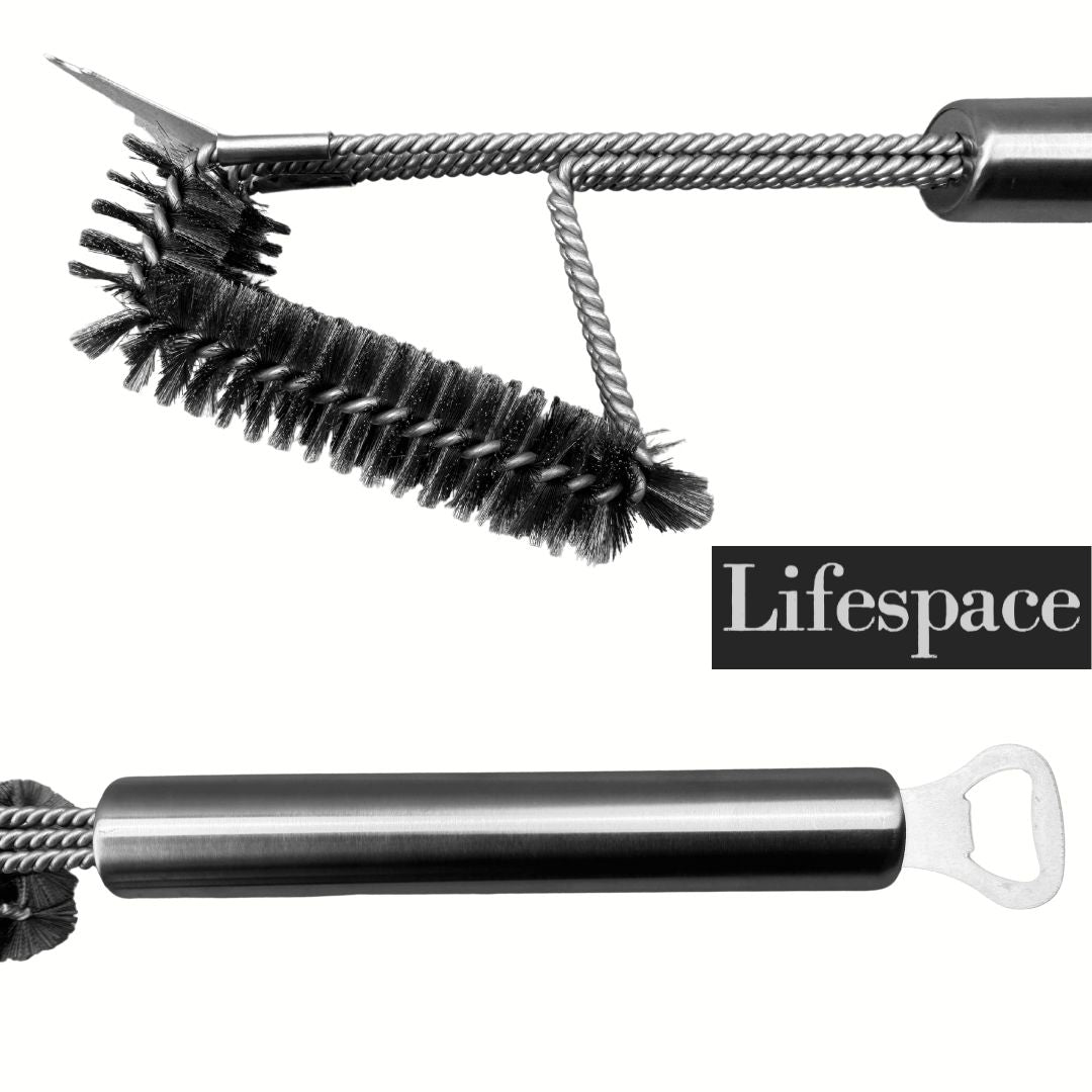 Lifespace Braai Grid Grill Cleaning Brush with Scraper & Bottle Opener - Lifespace