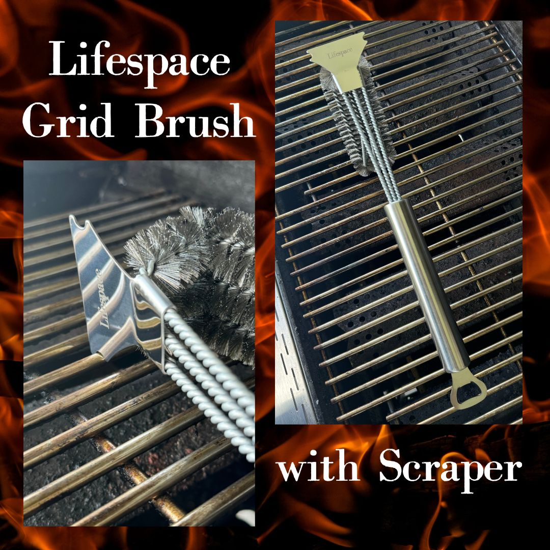 Lifespace Braai Grid Grill Cleaning Brush with Scraper & Bottle Opener - Lifespace