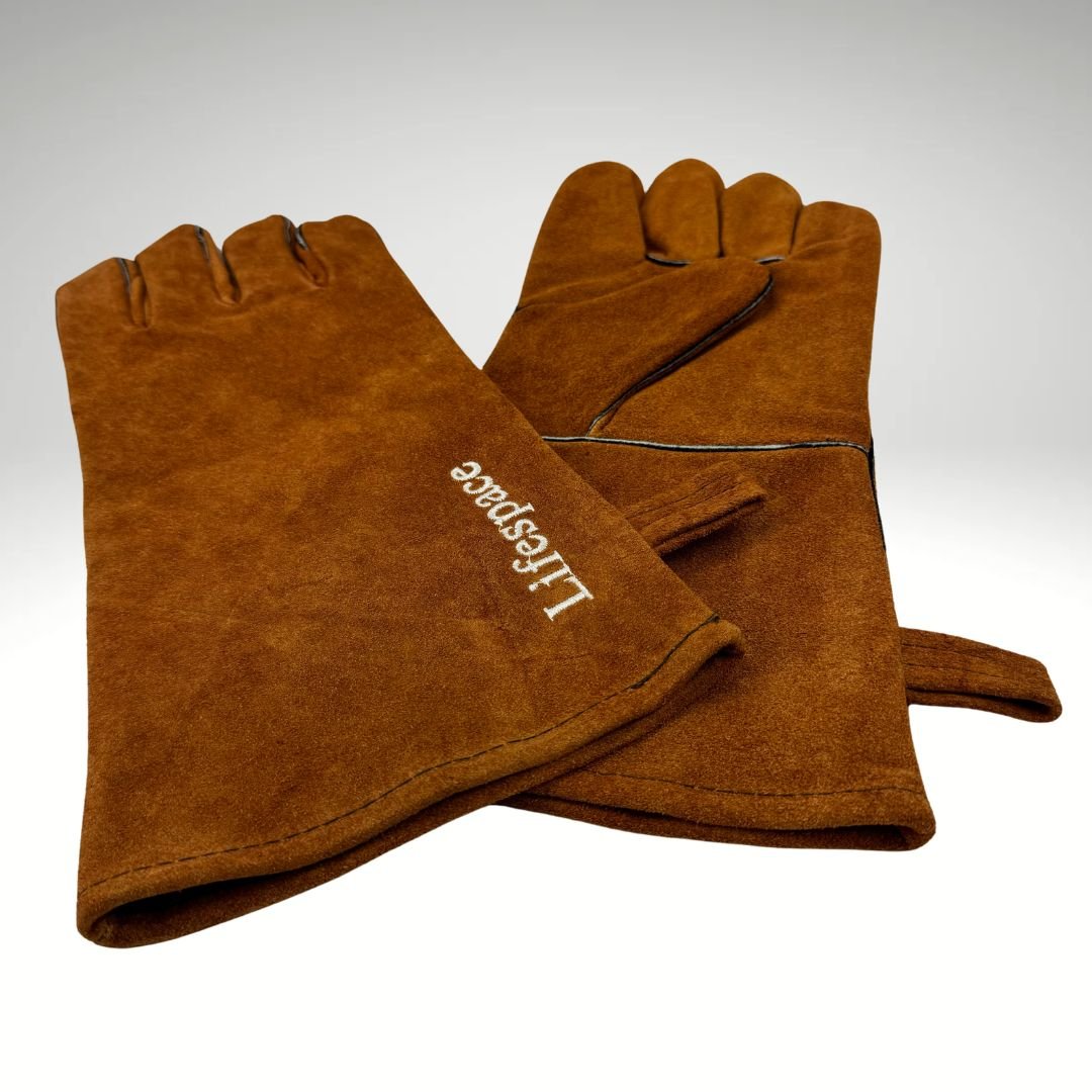 Lifespace Brown Leather Braai Gloves - lined for extra comfort - Lifespace