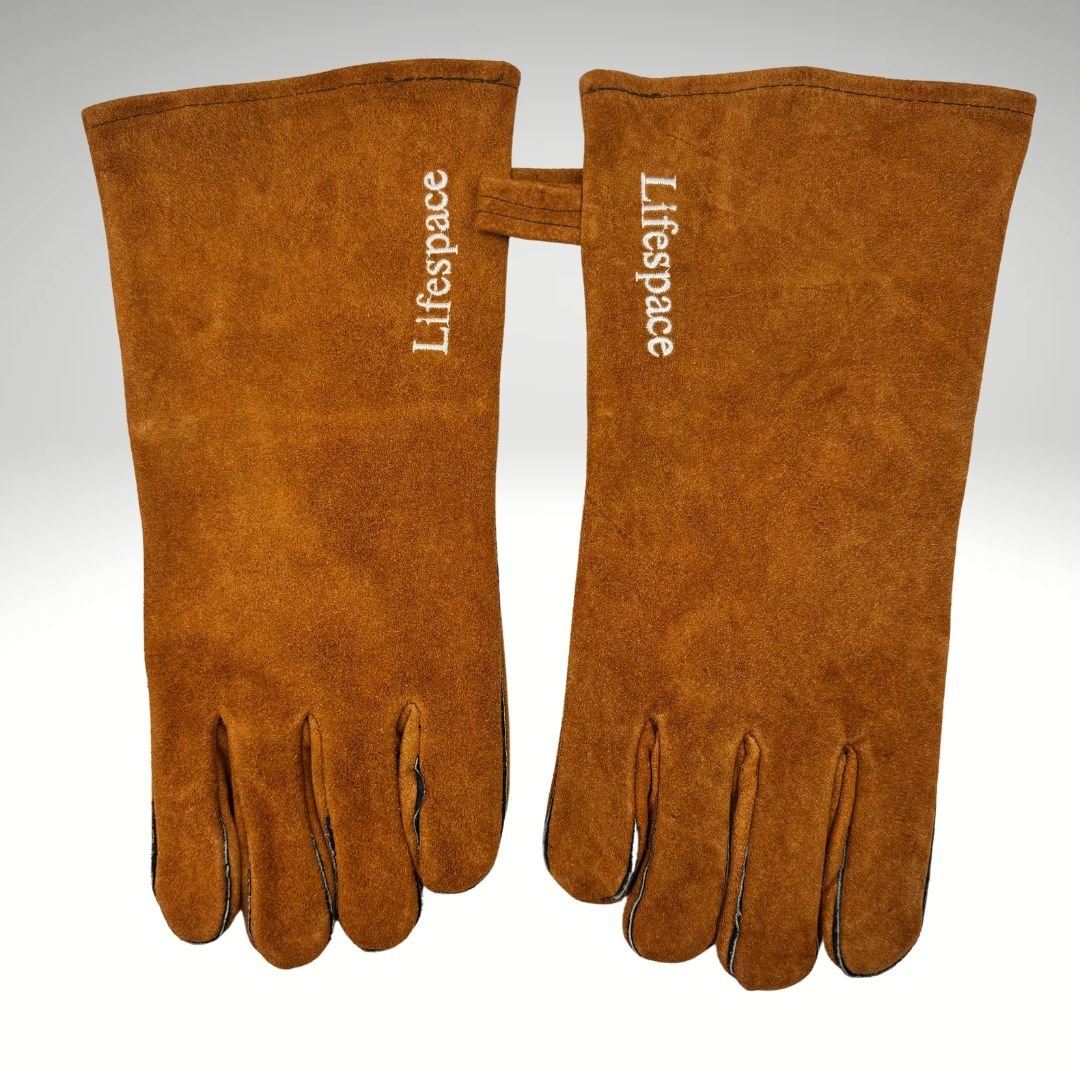 Lifespace Brown Leather Braai Gloves - lined for extra comfort - Lifespace