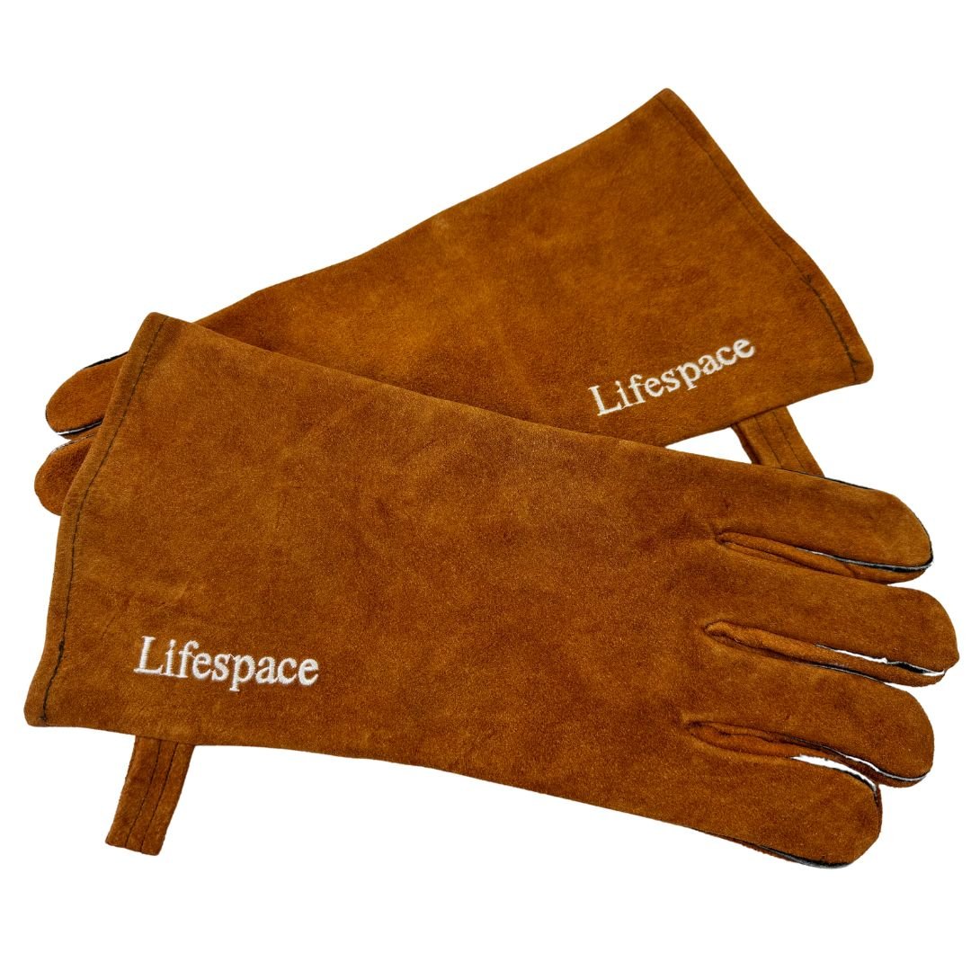 Lifespace Brown Leather Braai Gloves - lined for extra comfort - Lifespace