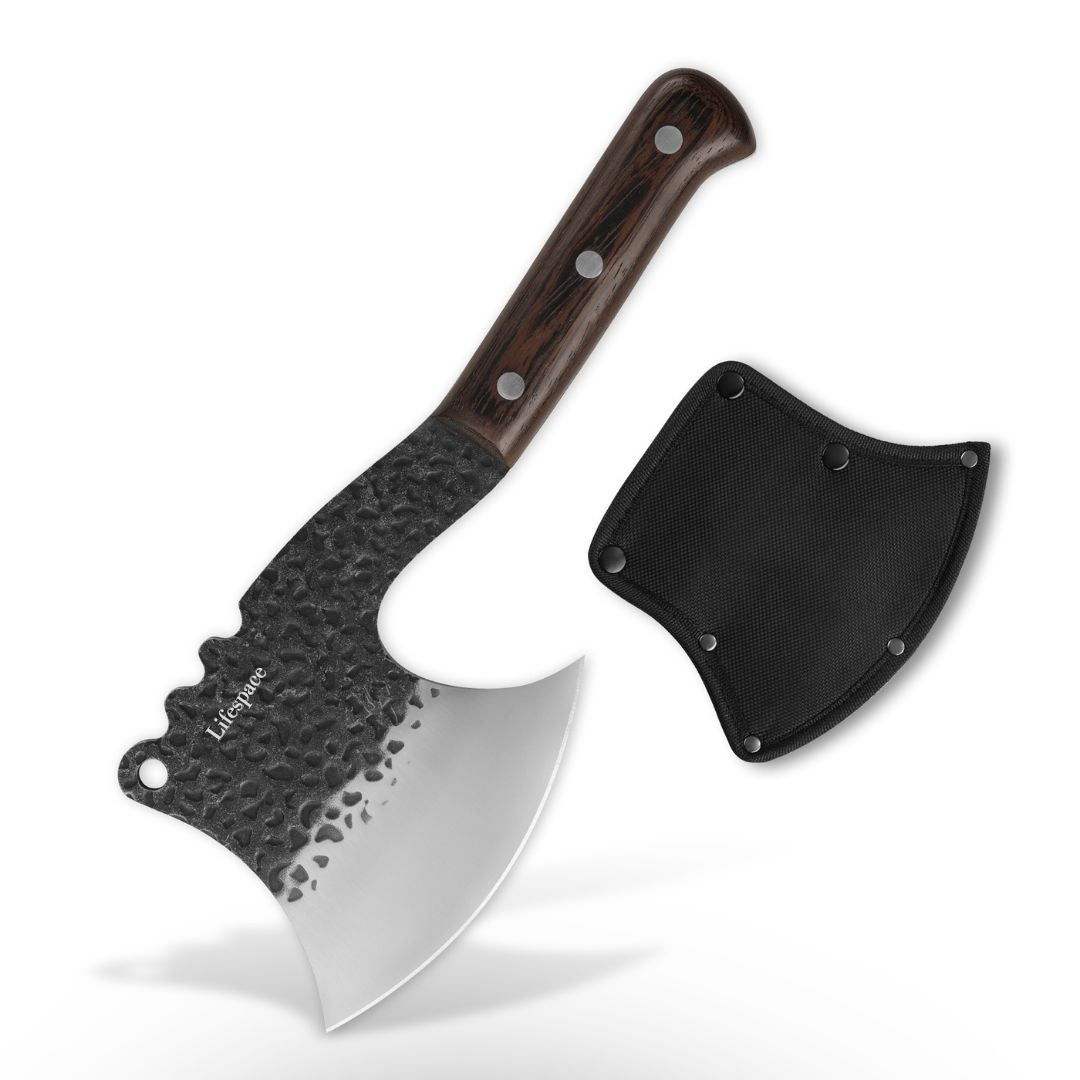 Lifespace Butcher Axe Cleaver Knife with Wenge Handle & Sheath - Lifespace