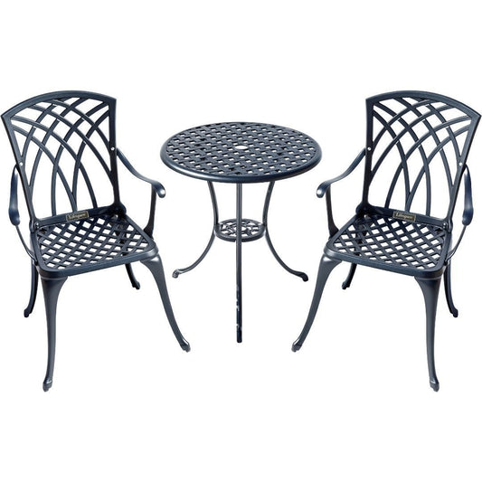 Lifespace Cast Aluminium 3pc Bistro Patio Garden Restaurant Set with Armrest Chairs - Lifespace