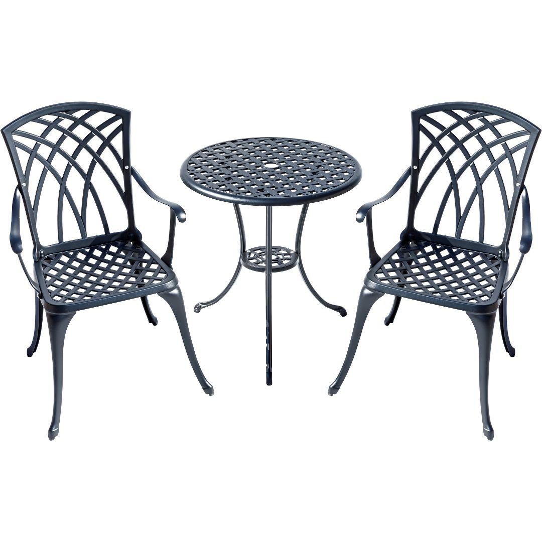 Lifespace Cast Aluminium 3pc Bistro Patio Garden Set with Armrest Chairs - Lifespace