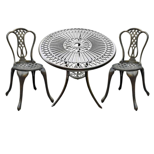 Lifespace Cast Aluminium 3pc Bistro Patio Garden Set with Curved Back - Lifespace