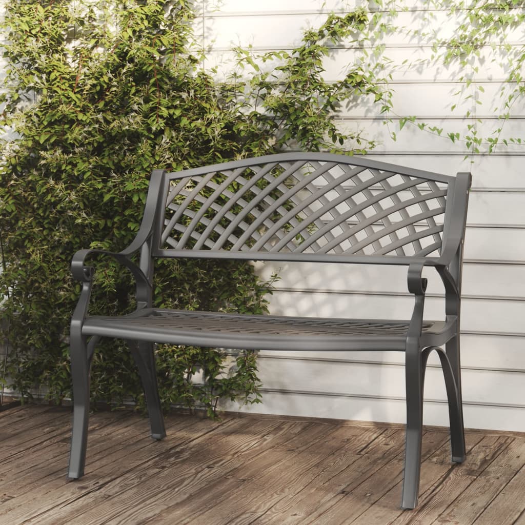 Lifespace Cast Aluminium Patio Garden Bench with Armrests (Black) - Lifespace