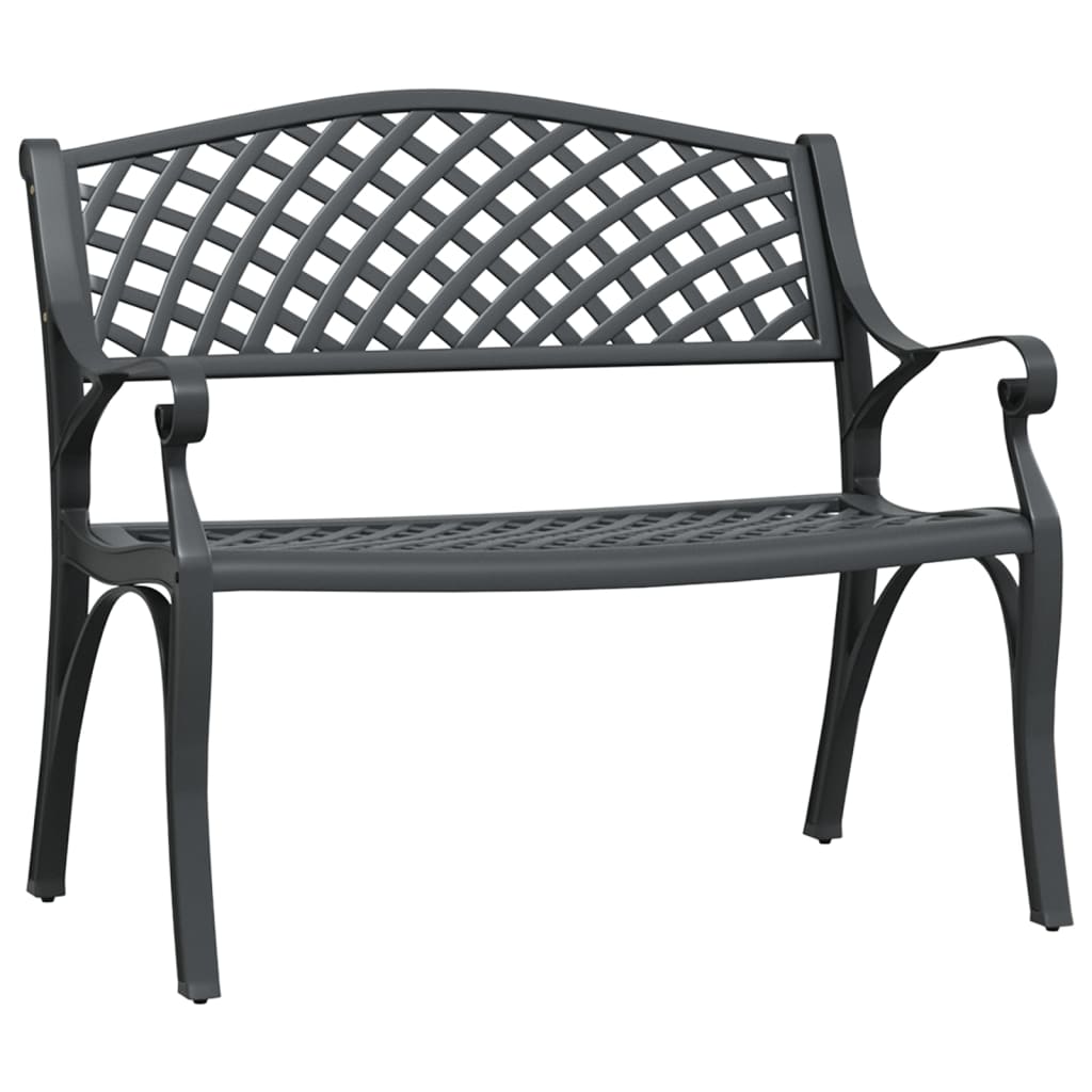 Lifespace Cast Aluminium Patio Garden Bench with Armrests (Black) - Lifespace