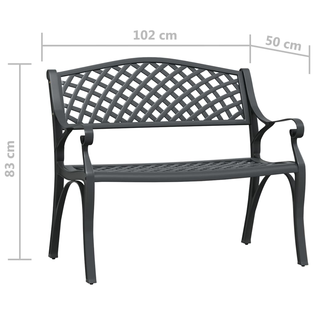 Lifespace Cast Aluminium Patio Garden Bench with Armrests (Black) - Lifespace