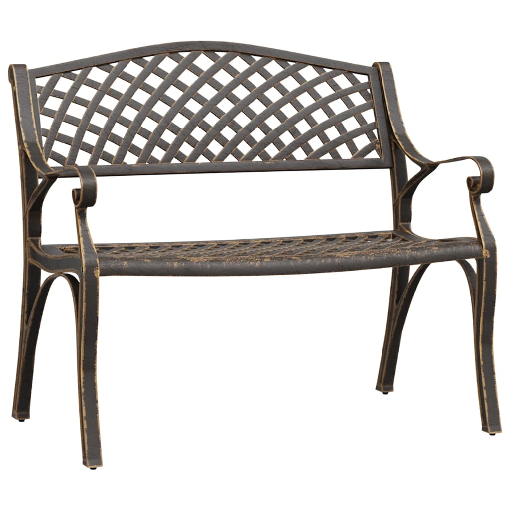 Lifespace Cast Aluminium Patio Garden Bench with Armrests (Bronze) - Lifespace