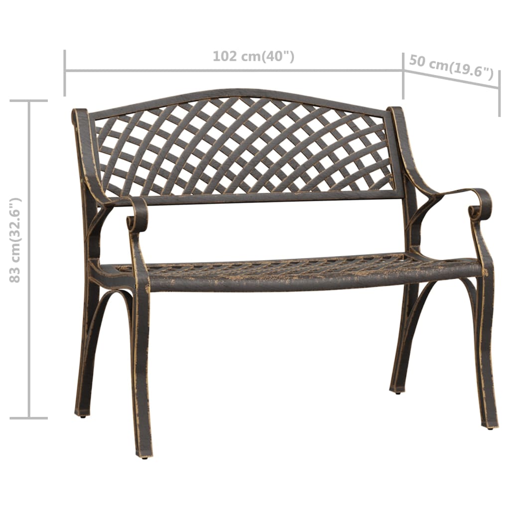 Lifespace Cast Aluminium Patio Garden Bench with Armrests (Bronze) - Lifespace