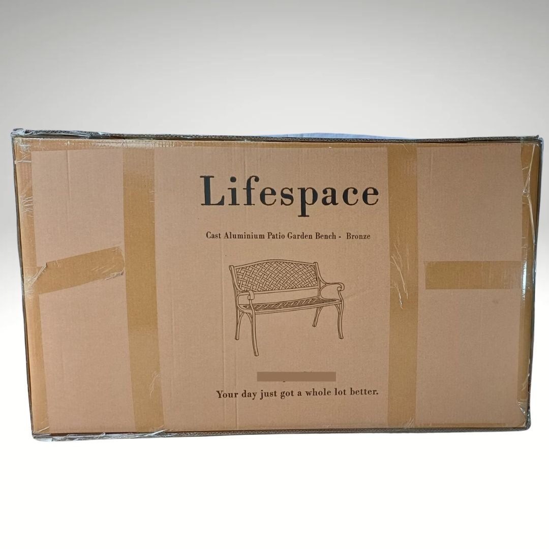 Lifespace Cast Aluminium Patio Garden Bench with Armrests (Bronze) - Lifespace