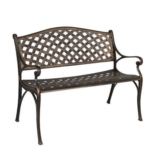 Lifespace Cast Aluminium Patio Garden Bench with Armrests (Bronze) - Lifespace