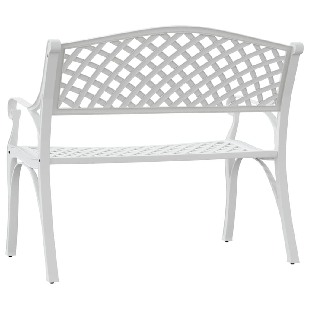 Lifespace Cast Aluminium Patio Garden Bench with Armrests (White) - Lifespace