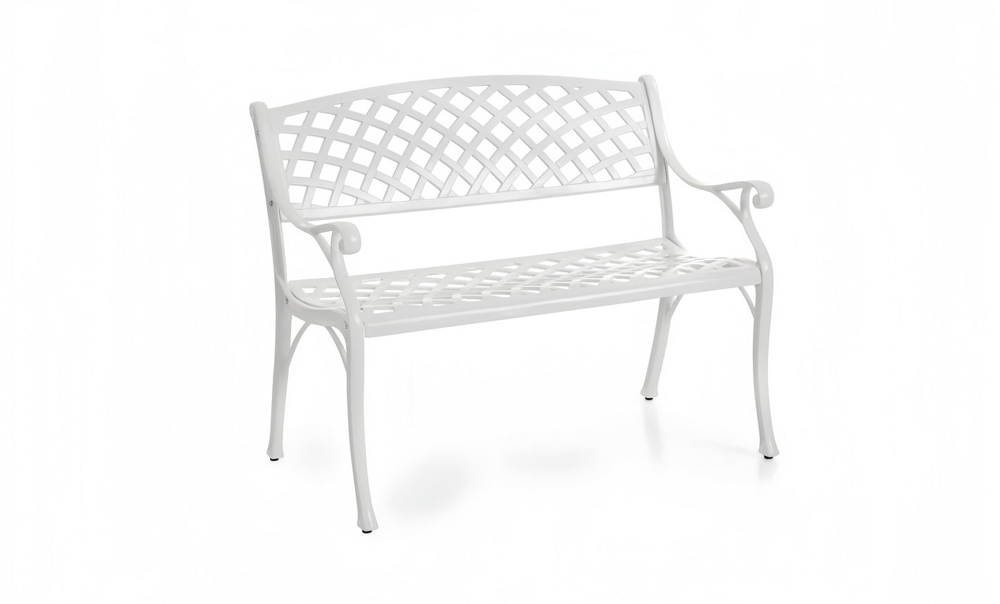 Lifespace Cast Aluminium Patio Garden Bench with Armrests (White) - Lifespace