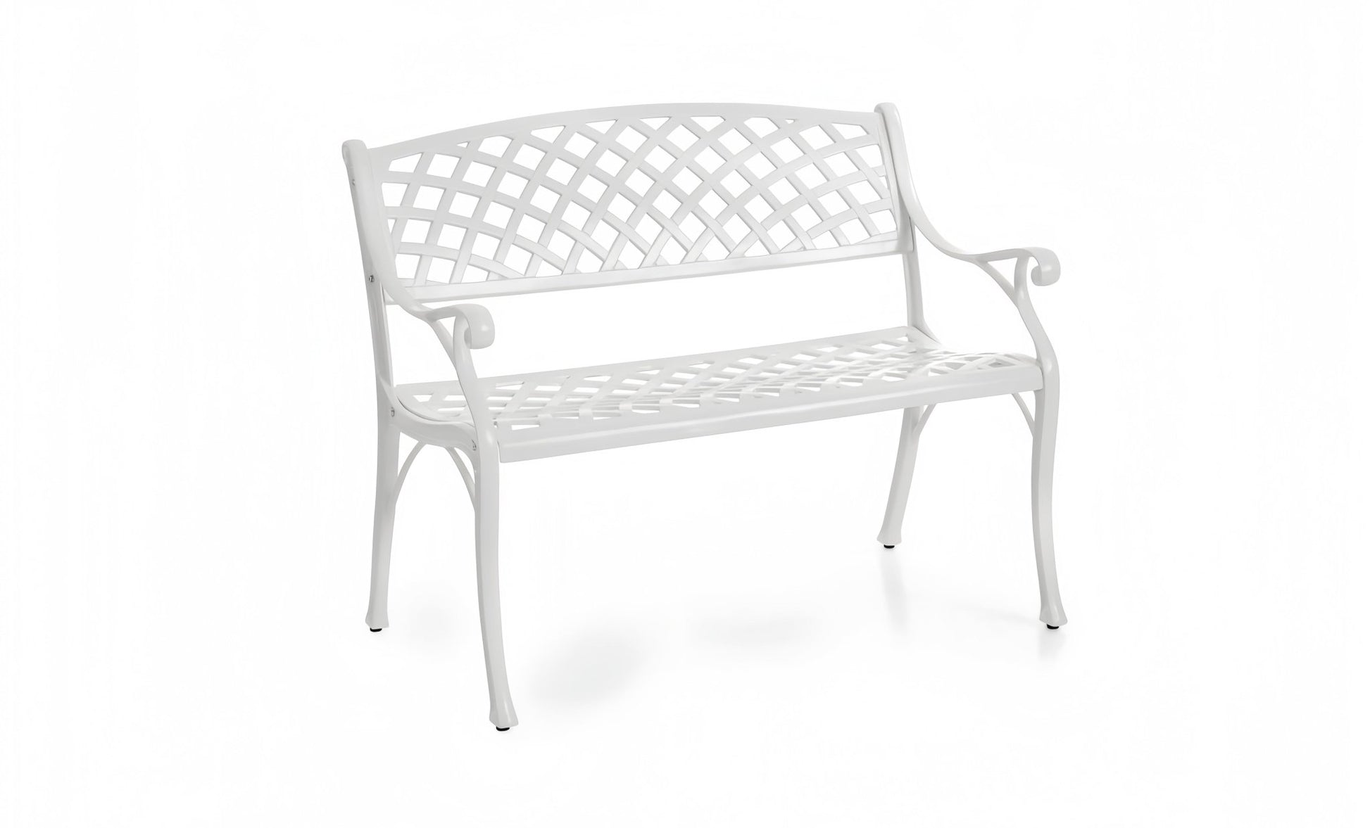 Lifespace Cast Aluminium Patio Garden Bench with Armrests (White) - Lifespace