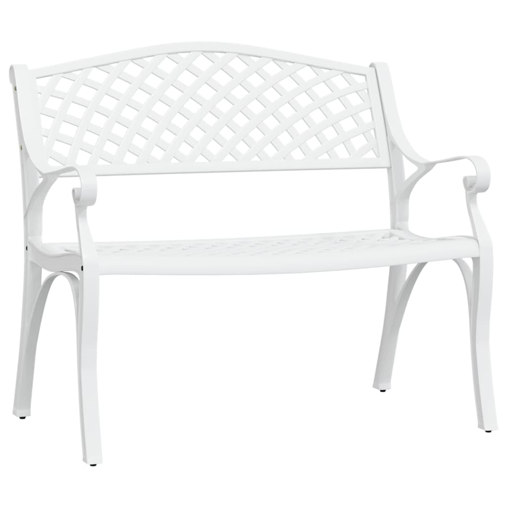 Lifespace Cast Aluminium Patio Garden Bench with Armrests (White) - Lifespace