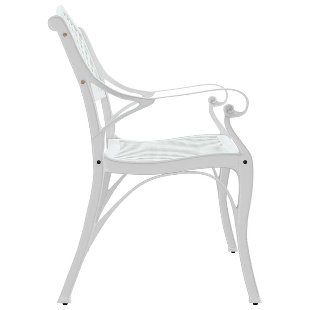 Lifespace Cast Aluminium Patio Garden Bench with Armrests (White) - Lifespace