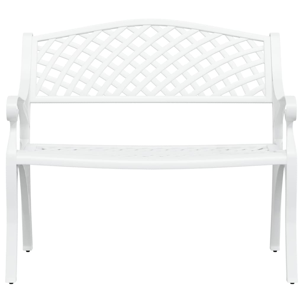 Lifespace Cast Aluminium Patio Garden Bench with Armrests (White) - Lifespace