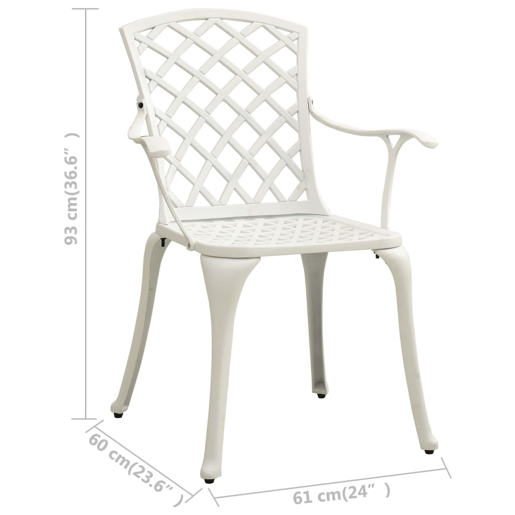 Lifespace Cast Aluminium Patio Garden Restaurant Chair Set with Armrests (White) - Lifespace