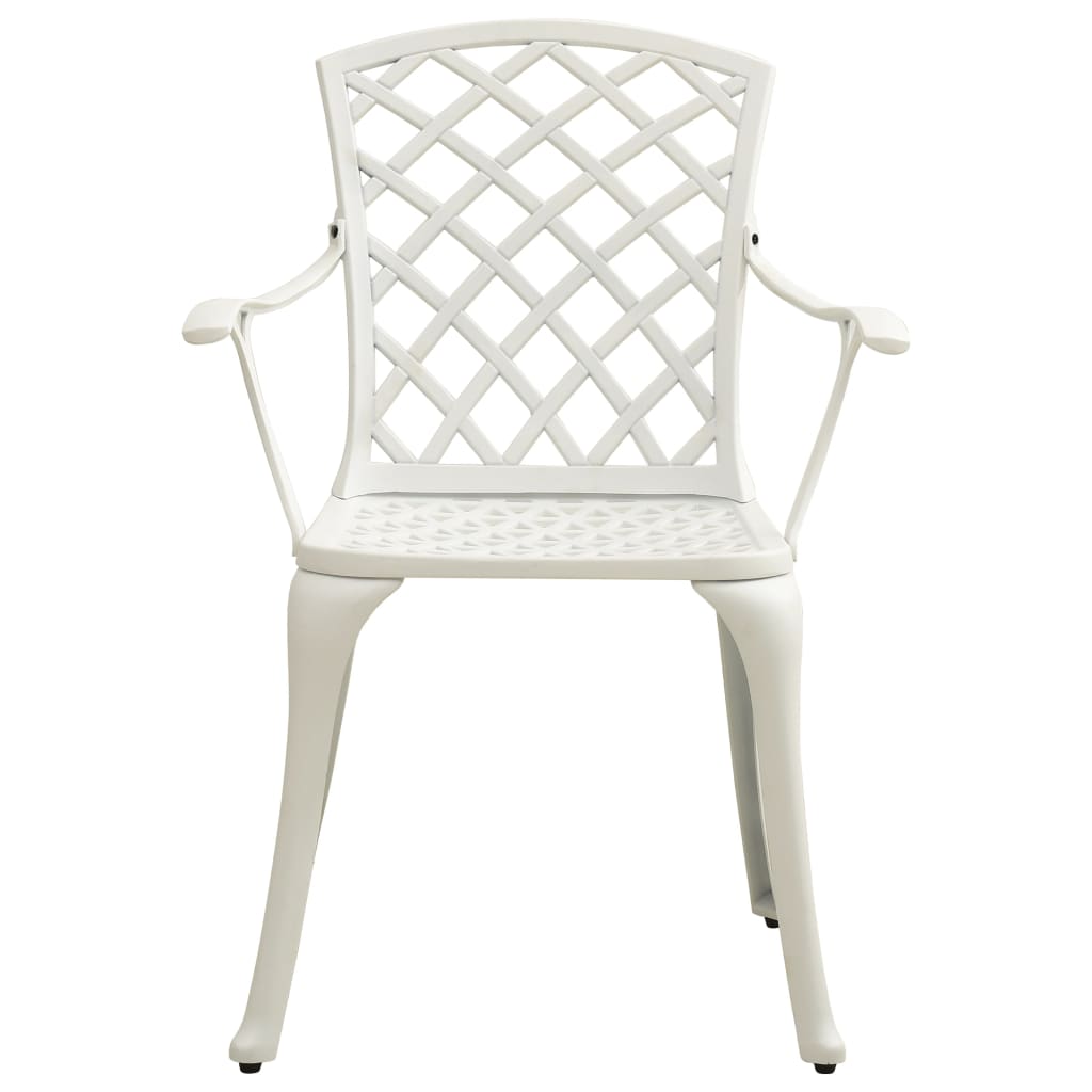 Lifespace Cast Aluminium Patio Garden Restaurant Chair Set with Armrests (White) - Lifespace