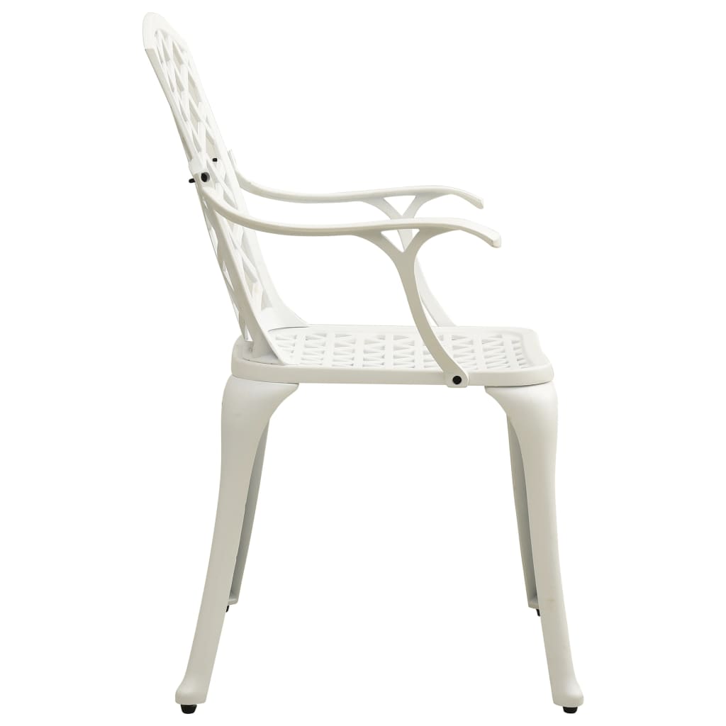 Lifespace Cast Aluminium Patio Garden Restaurant Chair Set with Armrests (White) - Lifespace