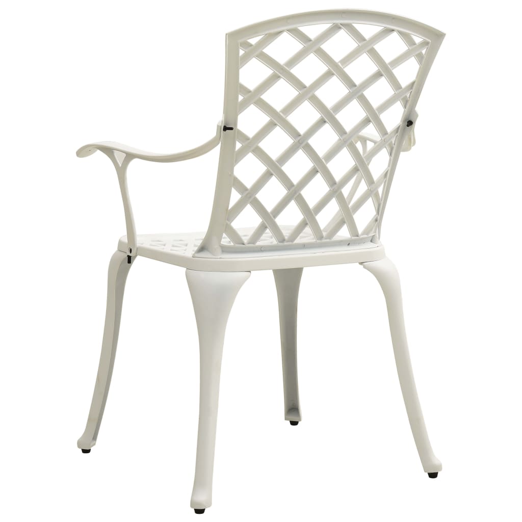 Lifespace Cast Aluminium Patio Garden Restaurant Chair Set with Armrests (White) - Lifespace