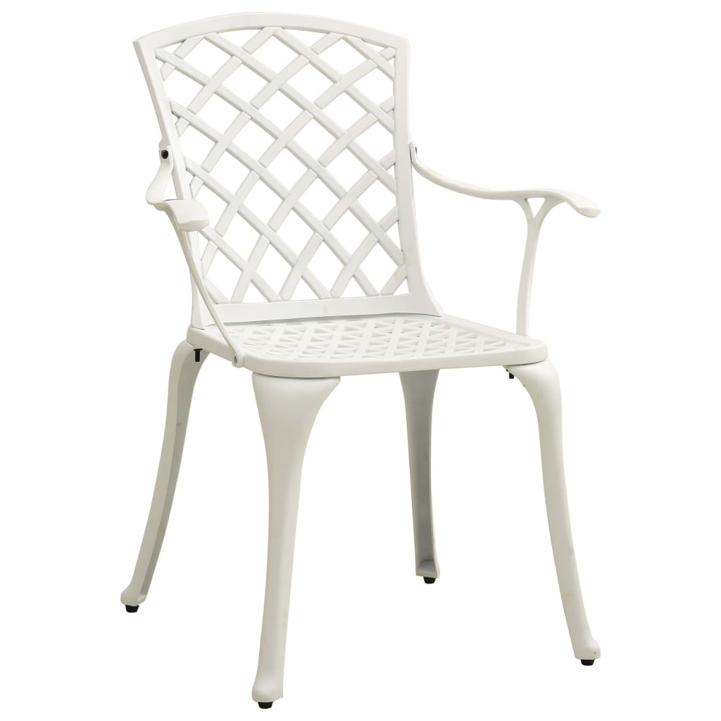 Lifespace Cast Aluminium Patio Garden Restaurant Chair Set with Armrests (White) - Lifespace