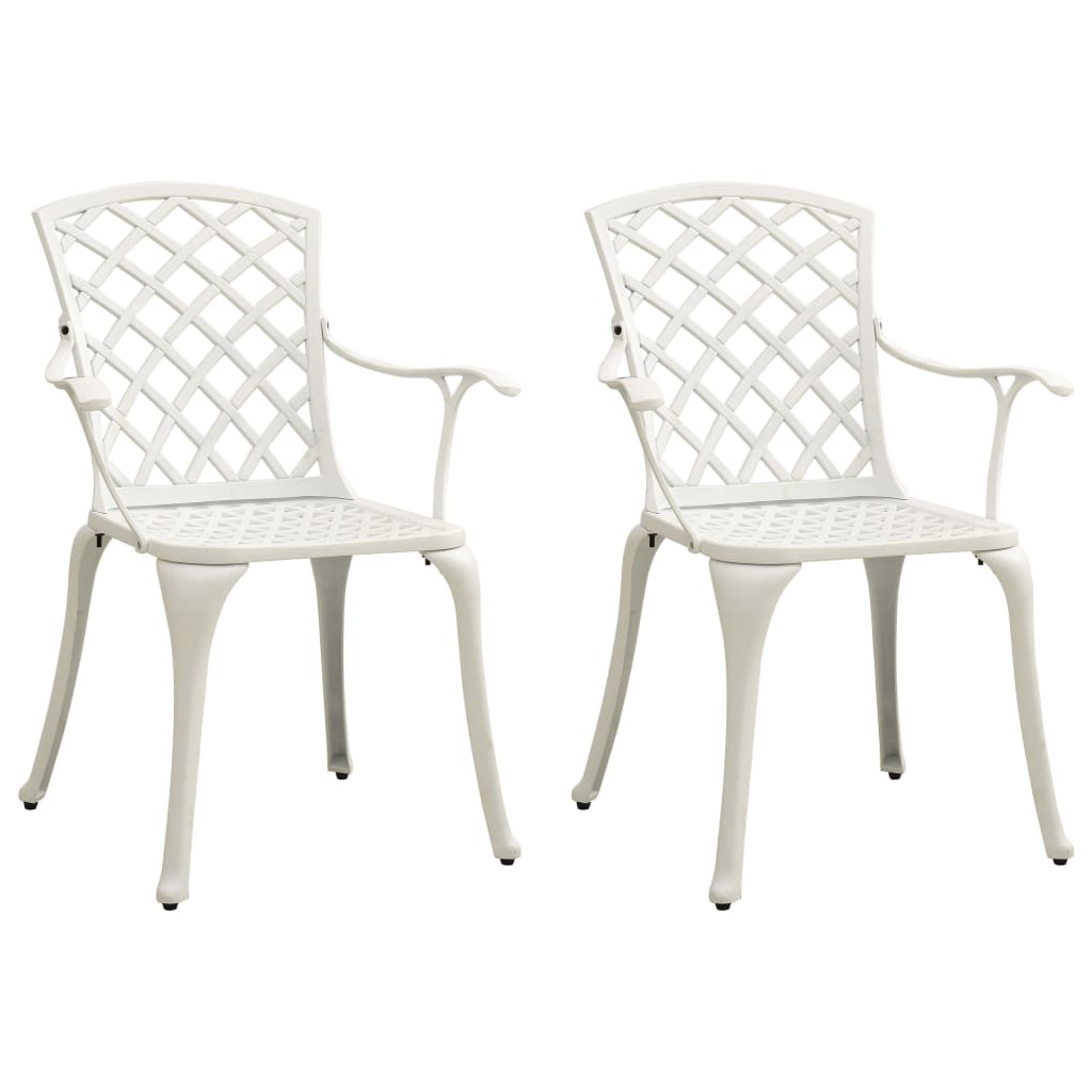 Lifespace Cast Aluminium Patio Garden Restaurant Chair Set with Armrests (White) - Lifespace