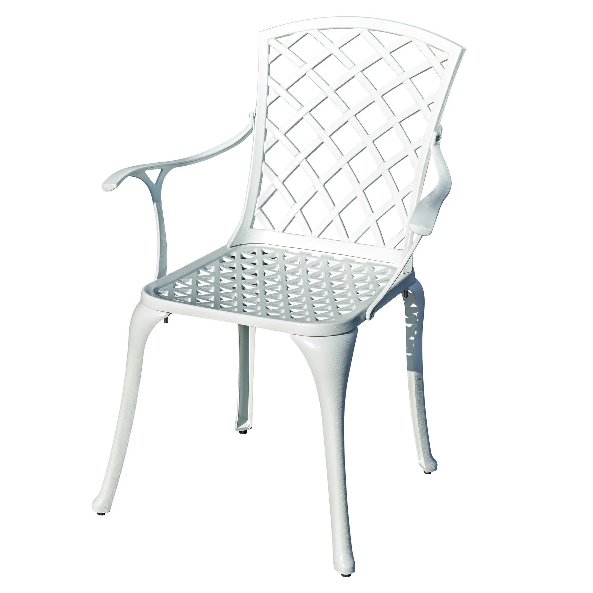 Lifespace Cast Aluminium Patio Garden Restaurant Chair Set with Armrests (White) - Lifespace