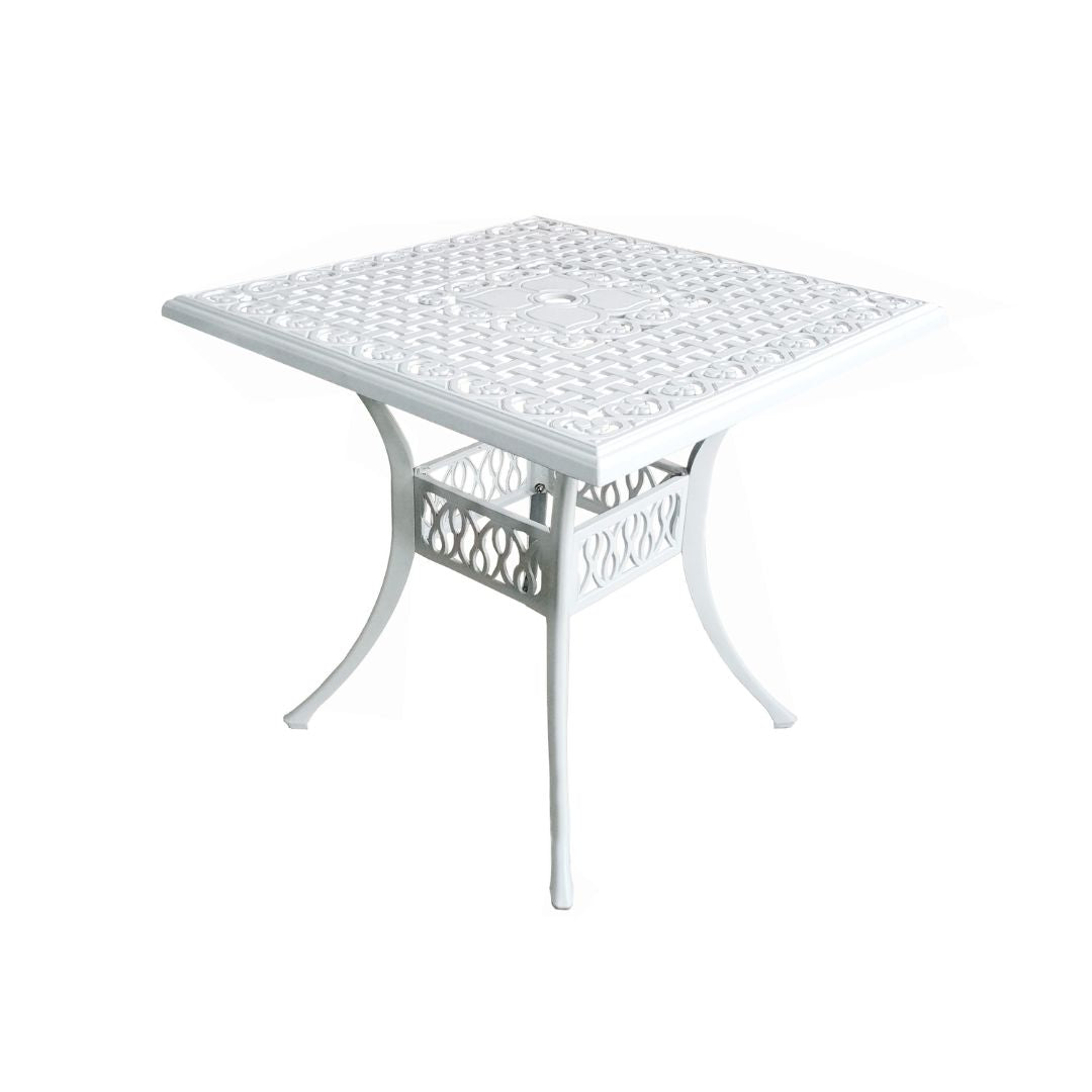 Lifespace Cast Aluminium Square Garden Patio Table (White) - Lifespace